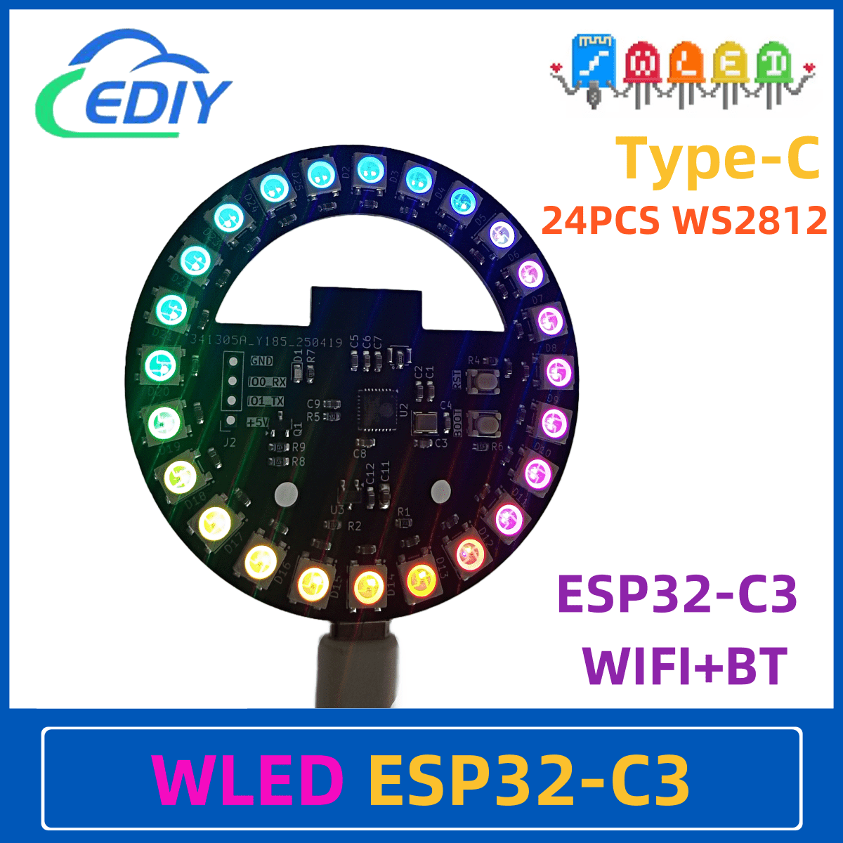 Esp32 C3 - Wled ESP32-C3 placa de desenvolvimento circular